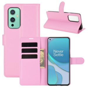 For OnePlus 9 Litchi Texture Horizontal Flip Protective Case with Holder & Card Slots & Wallet(Pink) (OEM)