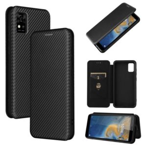 For ZTE Blade A31 Carbon Fiber Texture Horizontal Flip TPU + PC + PU Leather Case with Card Slot(Black) (OEM)