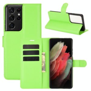 For Samsung Galaxy S21 Ultra 5G Litchi Texture Horizontal Flip Protective Case with Holder & Card Slots & Wallet(Green) (OEM)