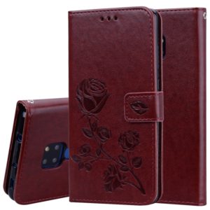 Rose Embossed Horizontal Flip PU Leather Case for Huawei Mate 20, with Holder & Card Slots & Wallet (Brown) (OEM)