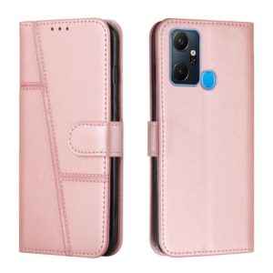 For Infinix Smart 6 Plus Stitching Calf Texture Buckle Leather Phone Case(Pink) (OEM)