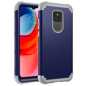 For Motorola Moto G Play 2021 3 in 1 Shockproof PC + Silicone Protective Case(Navy Blue + Grey) (OEM)