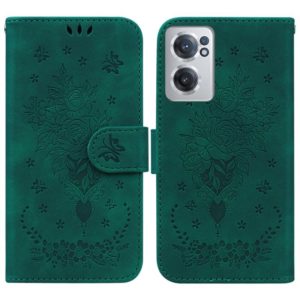 For OnePlus Nord CE 2 5G Butterfly Rose Embossed Leather Phone Case(Green) (OEM)