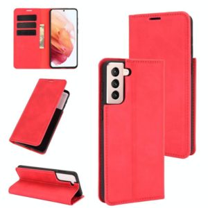 For Samsung Galaxy S21 Plus 5G Retro-skin Business Magnetic Suction Leather Case with Holder & Card Slots & Wallet(Red) (OEM)