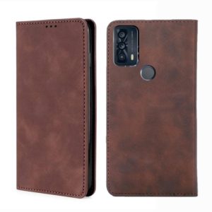 For TCL 20B-6159K Skin Feel Magnetic Horizontal Flip Leather Phone Case(Dark Brown) (OEM)