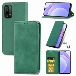 For Xiaomi Redmi Note 9 4G Retro Skin Feel Business Magnetic Horizontal Flip Leather Case with Holder & Card Slots & Wallet & Photo Frame(Green) (OEM)