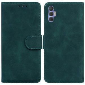 For Tecno Spark 8P Skin Feel Pure Color Flip Leather Phone Case(Green) (OEM)