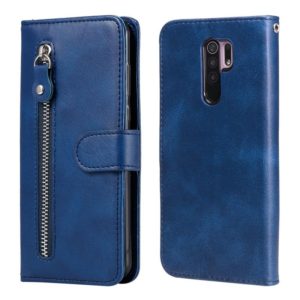 For Xiaomi Redmi 9 Fashion Calf Texture Zipper Horizontal Flip Leather Case with Holder & Card Slots & Wallet Function(Blue) (OEM)