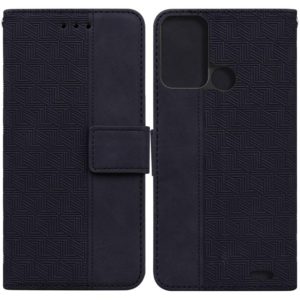 For ZTE Blade A52 Geometric Embossed Leather Phone Case(Black) (OEM)