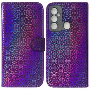 For Tecno Spark 6 GO Colorful Magnetic Buckle Leather Phone Case(Purple) (OEM)