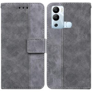 For Infinix Hot 12i Geometric Embossed Leather Phone Case(Grey) (OEM)