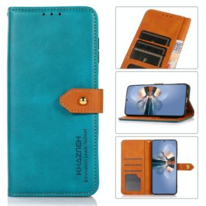 For Wiko Y52 KHAZNEH Dual-color Cowhide Texture Flip Leather Phone Case(Blue) (OEM)