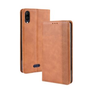 Magnetic Buckle Retro Crazy Horse Texture Horizontal Flip Leather Case for Wiko Y80, with Holder & Card Slots & Photo Frame(Brown) (OEM)