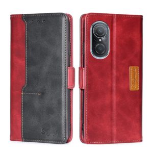For Huawei Nova 9 SE 4G Contrast Color Side Buckle Leather Phone Case(Red + Black) (OEM)