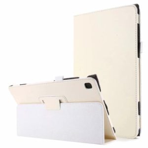 For Samsung Galaxy Tab A7 10.4 (2020) T500 Litchi Texture Horizontal Flip Solid Color Leather Case with Holder(White) (OEM)