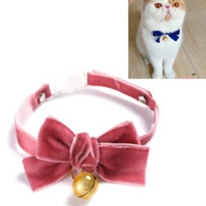 Velvet Bowknot Adjustable Pet Collar Cat Dog Rabbit Bow Tie Accessories, Size:S 17-30cm, Style:Bowknot With Bell(Bean Paste) (OEM)