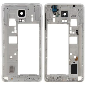 For Galaxy Note 4 / N910V Middle Frame Bezel Back Plate Housing Camera Lens Panel with Speaker Ringer Buzzer and Earphone Hole (White) (OEM)