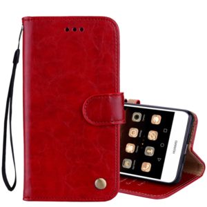 For Huawei Y5 (2017) / Y6 (2017) Business Style Oil Wax Texture Horizontal Flip Leather Case with Holder & Card Slots & Hand Strap(Red) (OEM)