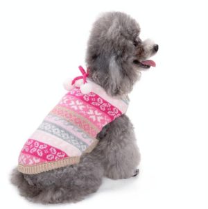 Autumn Winter Pet Clothes Christmas Snowflake Knitted Pattern Sweater, Size: L(Rose Red) (OEM)
