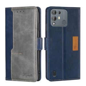 For Blackview A55 Pro Contrast Color Side Buckle Leather Phone Case(Blue + Grey) (OEM)