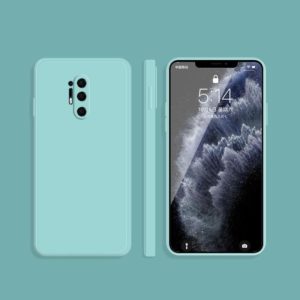 For OnePlus 8 Pro Solid Color Imitation Liquid Silicone Straight Edge Dropproof Full Coverage Protective Case(Sky Blue) (OEM)