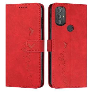 For Motorola Moto G Power 2022 Skin Feel Heart Pattern Leather Phone Case(Red) (OEM)