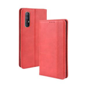 For OPPO Reno 3 Pro Magnetic Buckle Retro Crazy Horse Texture Horizontal Flip Leather Case with Holder & Card Slots & Photo Frame(Red) (OEM)