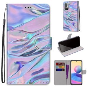 For Xiaomi Redmi Note 10 5G Coloured Drawing Cross Texture Horizontal Flip PU Leather Case with Holder & Card Slots & Wallet & Lanyard(Fluorescent Water Texture) (OEM)