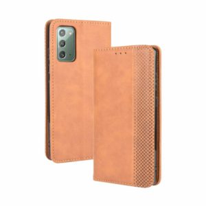 For Samsung Galaxy S20 FE 4G / 5G Magnetic Buckle Retro Crazy Horse Texture Horizontal Flip Leather Case with Holder & Card Slots & Photo Frame(Brown) (OEM)