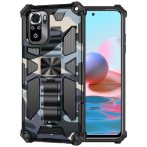 For Xiaomi Redmi Note 10 Pro Max Camouflage Armor Shockproof TPU + PC Magnetic Protective Case with Holder(Navy blue) (OEM)