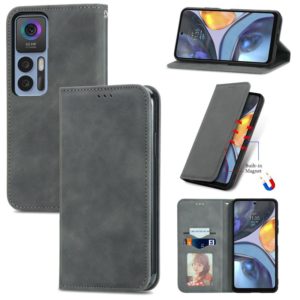 For TCL 30 5G / 30+ 5G Retro Skin Feel Magnetic Leather Phone Case(Gray) (OEM)