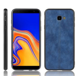 For Galaxy J4 Plus Shockproof Sewing Cow Pattern Skin PC + PU + TPU Case(Blue) (OEM)