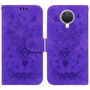 For Nokia G10 / G20 Butterfly Rose Embossed Leather Phone Case(Purple) (OEM)