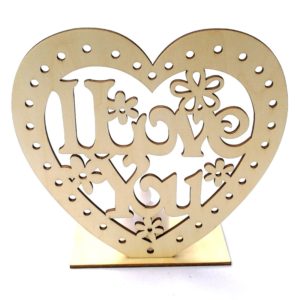 2 PCS Creative Heart Shaped Wooden Decoration Romantic Wooden Sign LED Candle Light(JM01455) (OEM)