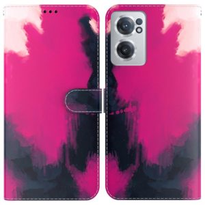 For OnePlus Nord CE 2 5G Watercolor Pattern Horizontal Flip Leather Phone Case(Berry Color) (OEM)