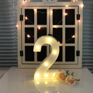 Digit 2 Shape Decoration Light, Dry Battery Powered Warm White Standing Hanging Holiday Light (OEM)