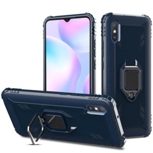 For Xiaomi Redmi 9A Carbon Fiber Protective Case with 360 Degree Rotating Ring Holder(Blue) (OEM)