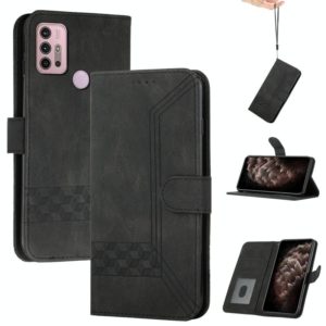 For Motorola Moto G10 / G20 / G30 Cubic Skin Feel Flip Leather Phone Case(Black) (OEM)