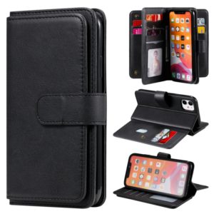 For iPhone 11 Multifunctional Magnetic Copper Buckle Horizontal Flip Solid Color Leather Case with 10 Card Slots & Wallet & Holder & Photo Frame(Black) (OEM)