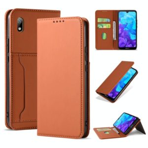 For Huawei Honor 8S / Y5 (2019) Strong Magnetism Liquid Feel Horizontal Flip Leather Case with Holder & Card Slots & Wallet(Brown) (OEM)