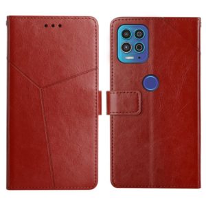 For Motorola Edge S / G100 Y Stitching Horizontal Flip Leather Phone Case with Holder & Card Slots & Wallet & Photo Frame(Brown) (OEM)