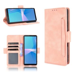 For Sony Xperia 10 III Skin Feel Calf Pattern Horizontal Flip Leather Case with Holder & Card Slots & Photo Frame(Pink) (OEM)