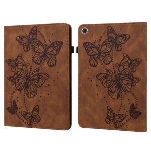 For Samsung Galaxy Tab A8 10.5 2021 Embossed Butterfly Pattern Leather Tablet Case(Brown) (OEM)