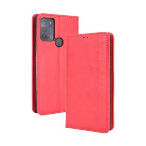 For Motorola Moto G50 Magnetic Buckle Retro Crazy Horse Texture Horizontal Flip Leather Case with Holder & Card Slots & Photo Frame(Red) (OEM)
