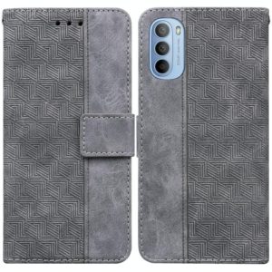 For Motorola Moto G31 / G41 Geometric Embossed Leather Phone Case(Grey) (OEM)