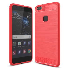 For Huawei P10 Lite Brushed Carbon Fiber Texture Shockproof TPU Protective Cover Case (Red) (OEM)
