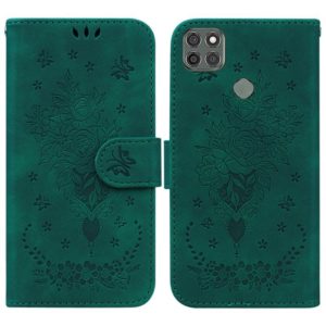 For Motorola Moto G9 Power Butterfly Rose Embossed Leather Phone Case(Green) (OEM)
