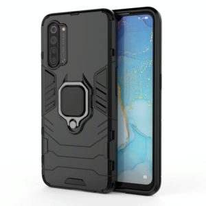 For OPPO Reno3 PC + TPU Shockproof Protective Case with Magnetic Ring Holder(Black) (OEM)