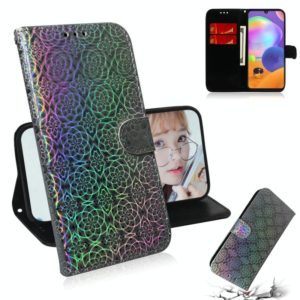 For Galaxy A31 Solid Color Colorful Magnetic Buckle Horizontal Flip PU Leather Case with Holder & Card Slots & Wallet & Lanyard(Silver) (OEM)