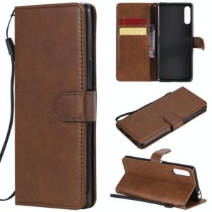 For Sony Xperia L4 Solid Color Horizontal Flip Protective Leather Case with Holder & Card Slots & Wallet & Photo Frame & Lanyard(Brown) (OEM)